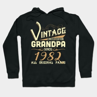 Vintage Grandpa Since 1982 Funny Man Myth Legend Daddy Hoodie